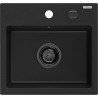 Mexen Milo granite kitchen sink 1-bowl 435 x 410 mm, black, black siphon - 6505441000-77-B