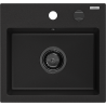 Mexen Milo Granite Sink 1-Bowl 435 x 410 mm, Black, Black Siphon - 6505441000-77-B