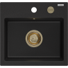 Mexen Milo 1-compartment granite sink 435 x 410 mm, Black, siphon Gold - 6505441000-77-G