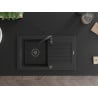 Mexen Pablo 1-bowl granite sink with drainer 752 x 436 mm, black, black siphon - 6510751010-77-B
