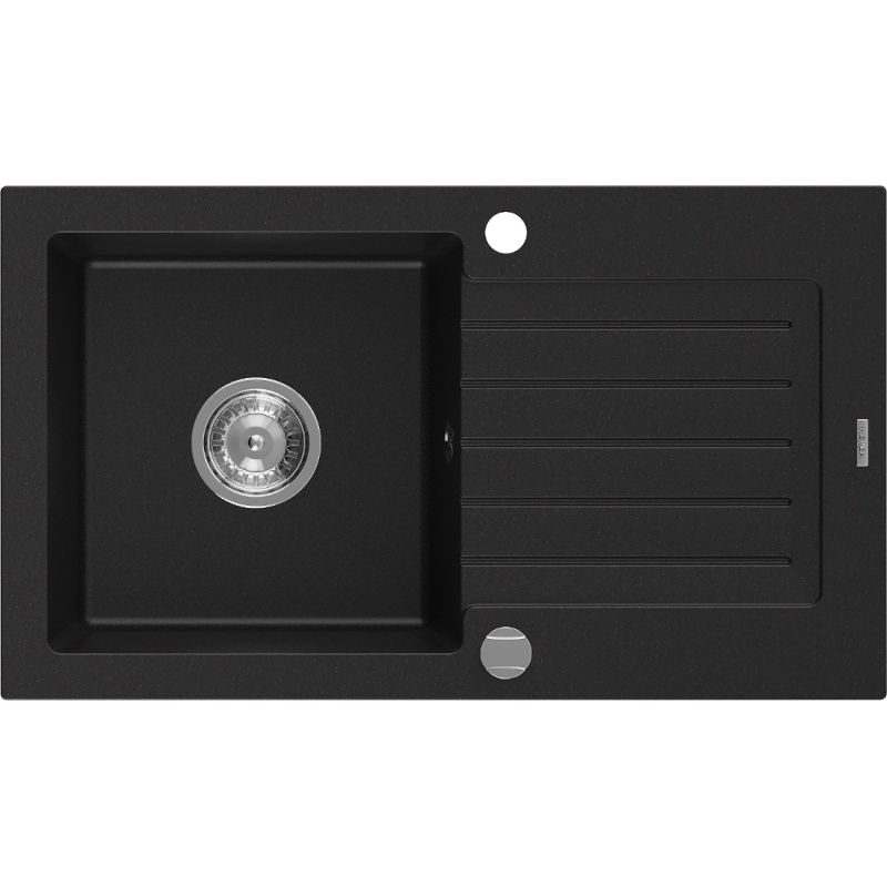 Mexen Pablo 1-compartment granite sink with a drip tray 752 x 436 mm, Black - 6510751010-77