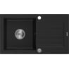 Mexen Pablo 1-bowl granite sink with drainer 752 x 436 mm, black, chrome siphon - 6510751010-77