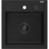 Mexen Vito granite sink 1-bowl 520 x 490 mm, black, black siphon - 6503521000-77-B