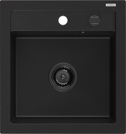 Mexen Vito 1-compartment granite sink 520 x 490 mm, Black, siphon Black - 6503521000-77-B