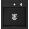 Mexen Vito Granite Sink 1-Bowl 520 x 490 mm, Black, Chrome Siphon - 6503521000-77