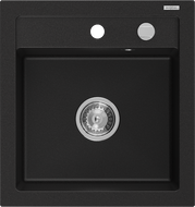 Mexen Vito Granite Sink 1-Bowl 520 x 490 mm, Black, Chrome Siphon - 6503521000-77