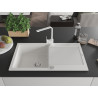Mexen Leo granite sink 1-bowl with drainer and kitchen faucet Rita, white - 6501-20-670300-20