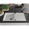 Mexen Leo granite sink 1-bowl with drainer and kitchen tap Rita, white - 6501-20-670300-70