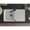 Mexen Leo granite kitchen sink 1-bowl with drainer and Rita kitchen faucet, white - 6501-20-670300-70