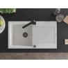 Mexen Leo granite sink 1-bowl with drainer and kitchen tap Rita, white - 6501-20-670300-70