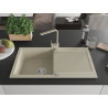 Mexen Leo 1-bowl granite sink with drainer and Rita kitchen faucet, beige - 6501-69-670300-69