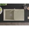 Mexen Leo 1-bowl granite sink with drainer and Rita kitchen faucet, beige - 6501-69-670300-69