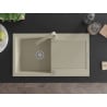 Mexen Leo granite sink 1-bowl with drainer and Rita kitchen tap, beige - 6501-69-670300-69