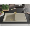 Mexen Leo 1-bowl granite sink with drainer and kitchen faucet Rita, beige - 6501-69-670300-50