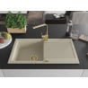 Mexen Leo 1-bowl granite sink with drainer and kitchen tap Rita, beige - 6501-69-670300-50