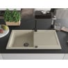 Mexen Leo 1-bowl granite kitchen sink with drainer and Rita kitchen tap, beige - 6501-69-670300-70