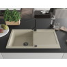 Mexen Leo granite sink 1-bowl with drainer and kitchen faucet Rita, beige - 6501-69-670300-70