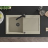 Mexen Leo granite sink 1-bowl with drainer and kitchen faucet Rita, beige - 6501-69-670300-70