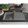 Mexen Leo granite sink 1-bowl with drainer and kitchen faucet Rita, gray - 6501-71-670300-50