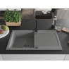 Mexen Leo granite kitchen sink 1-bowl with drainer and kitchen faucet Rita, gray - 6501-71-670300-70-B