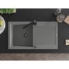 Mexen Leo granite kitchen sink single-bowl with drainer and Rita kitchen tap, grey - 6501-71-670300-70-B