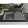 Mexen Leo granite kitchen sink 1-bowl with drainer and kitchen faucet Rita, gray - 6501-71-670300-70