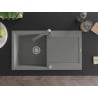 Mexen Leo granite kitchen sink 1-bowl with drainer and Rita kitchen tap, grey - 6501-71-670300-71
