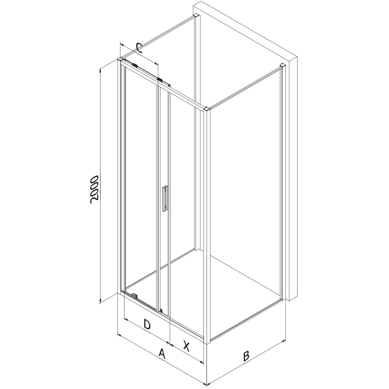 Mexen Exo-S 3S 3-Wall Sliding Shower Cabin 180 x 90 cm, Transparent, Gold - 8151-180-090-50-00-3S