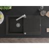 Mexen Leo granite kitchen sink 1-bowl with drainer and kitchen faucet Rita, black/gold metallic - 6501-75-670300-00