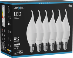 Mexen Nova 6x LED Bulb Flame E14, C37, 8W, Neutral - 4000K, 840 lm - L106-E14-0840-01x06