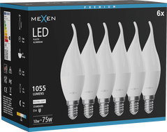 Mexen Nova 6x LED Bulb Flame E14, C37, 10W, Neutral - 4000K, 1055 lm - L106-E14-1040-01x06