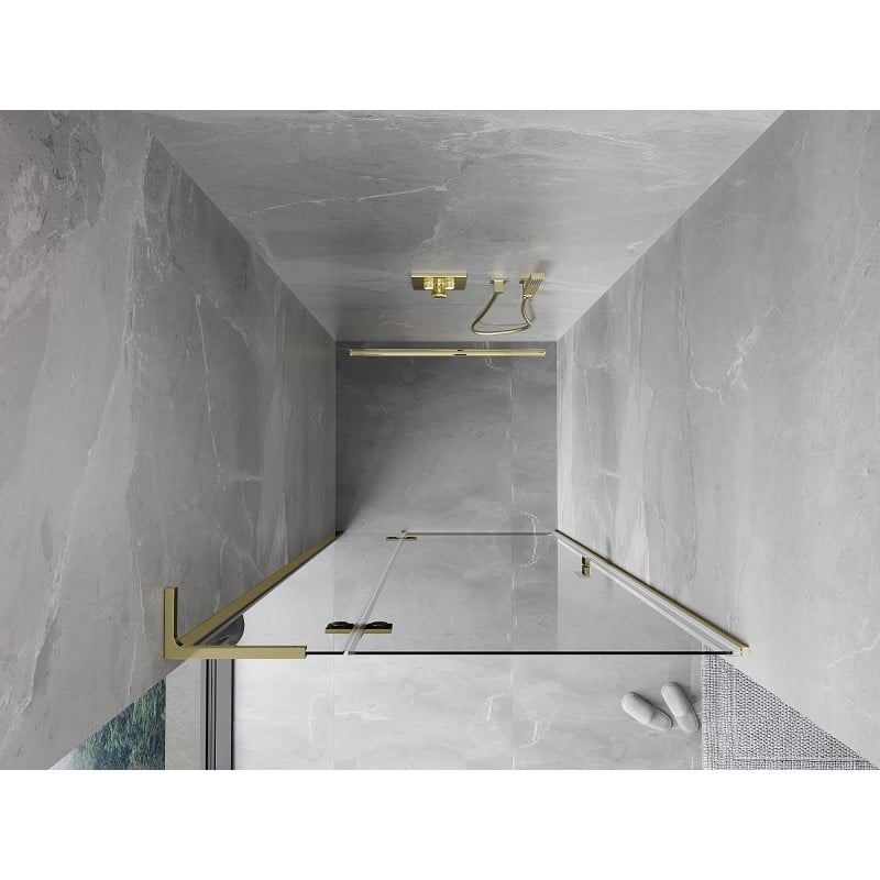 Mexen Mist-H L Left Hinged Shower Door 90 cm, Transparent, Gold - 8A5L-090-000-50-00-L