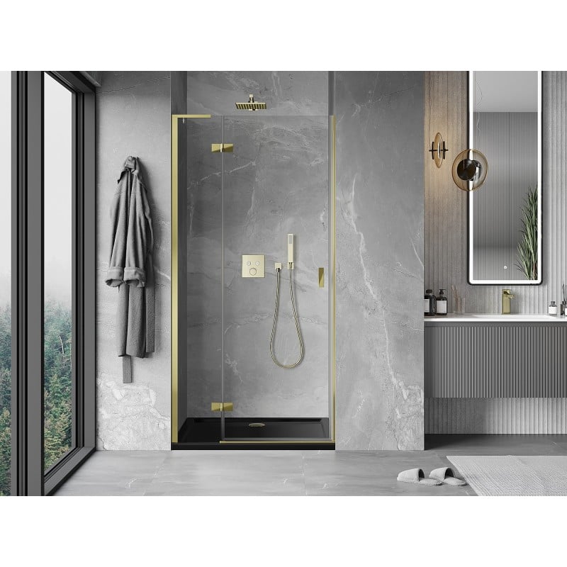 Mexen Mist-H L Left Hinged Shower Door 115 cm, transparent, gold - 8A5L-115-000-50-00-L