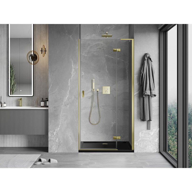 Mexen Mist-H L Right Hinged Shower Door 70 cm, Transparent, Gold - 8A5L-070-000-50-00-P