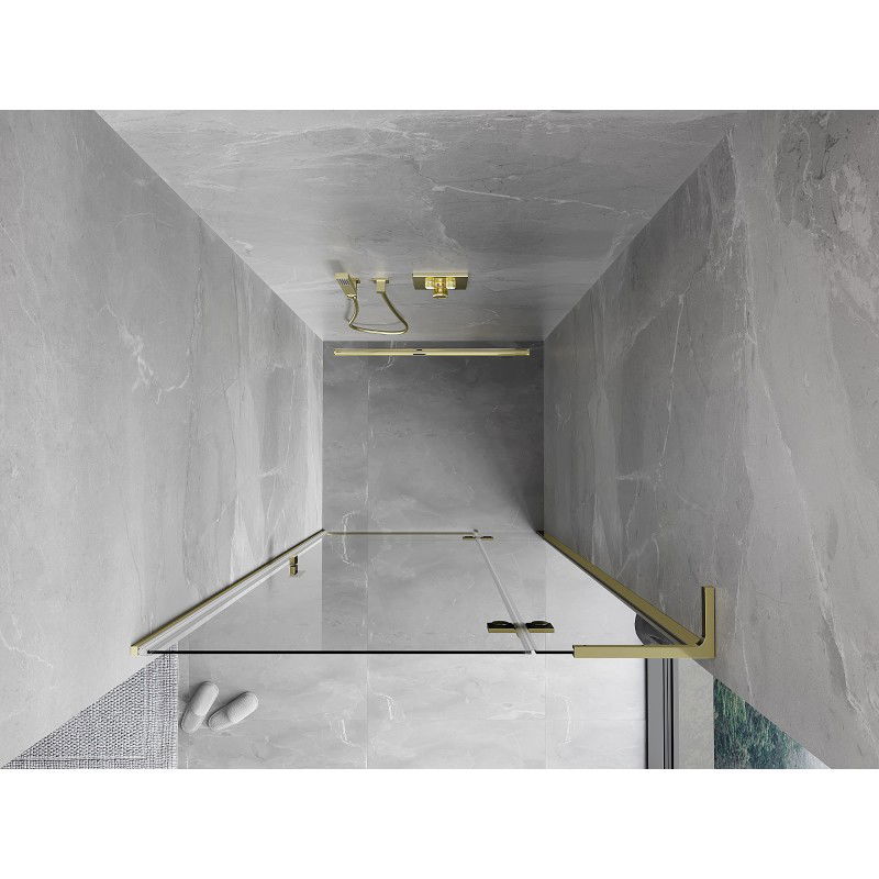 Mexen Mist-H L right pivot shower door 115 cm, transparent, gold - 8A5L-115-000-50-00-P