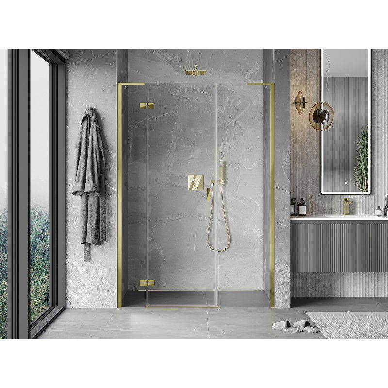 Mexen Mist-H L hinged shower door left 130 cm, transparent, gold - 8A5L-130-001-50-00-L