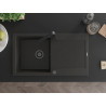 Mexen Leo 1-bowl granite sink with drainer and Rita kitchen faucet, black/gold metallic - 6501-75-670300-70-B