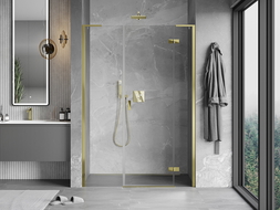 Mexen Mist-H L right hinged shower door 160 cm, transparent, gold - 8A5L-160-001-50-00-P