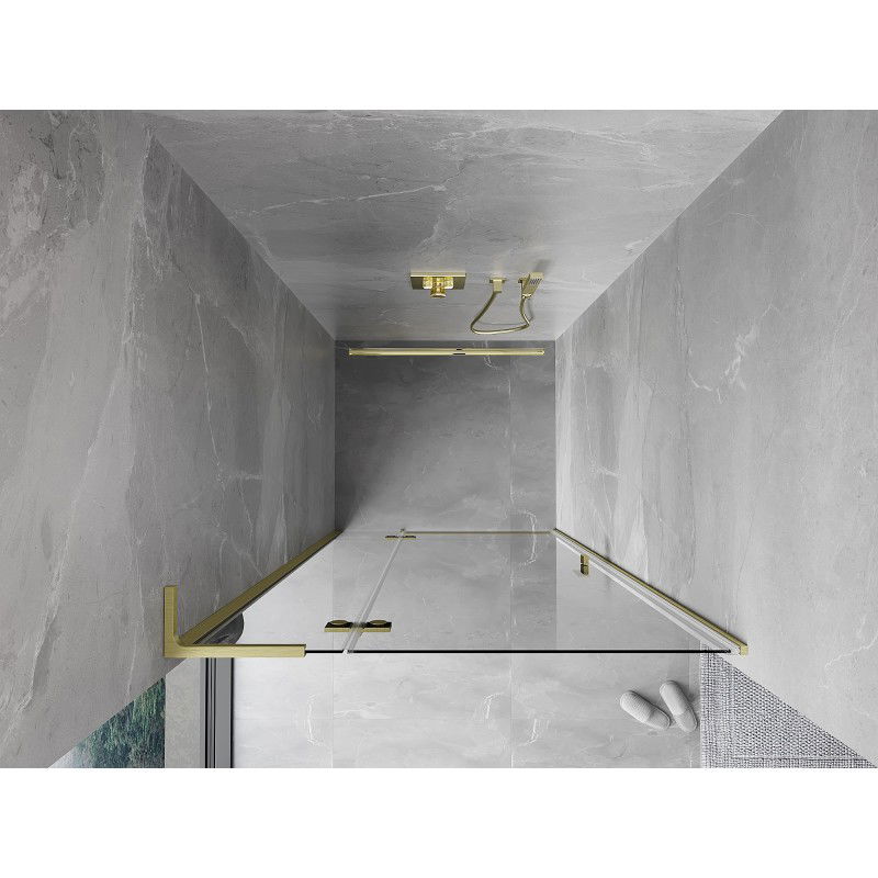 Mexen Mist-H L hinged shower door left 95 cm, transparent, brushed gold - 8A5L-095-000-55-00-L