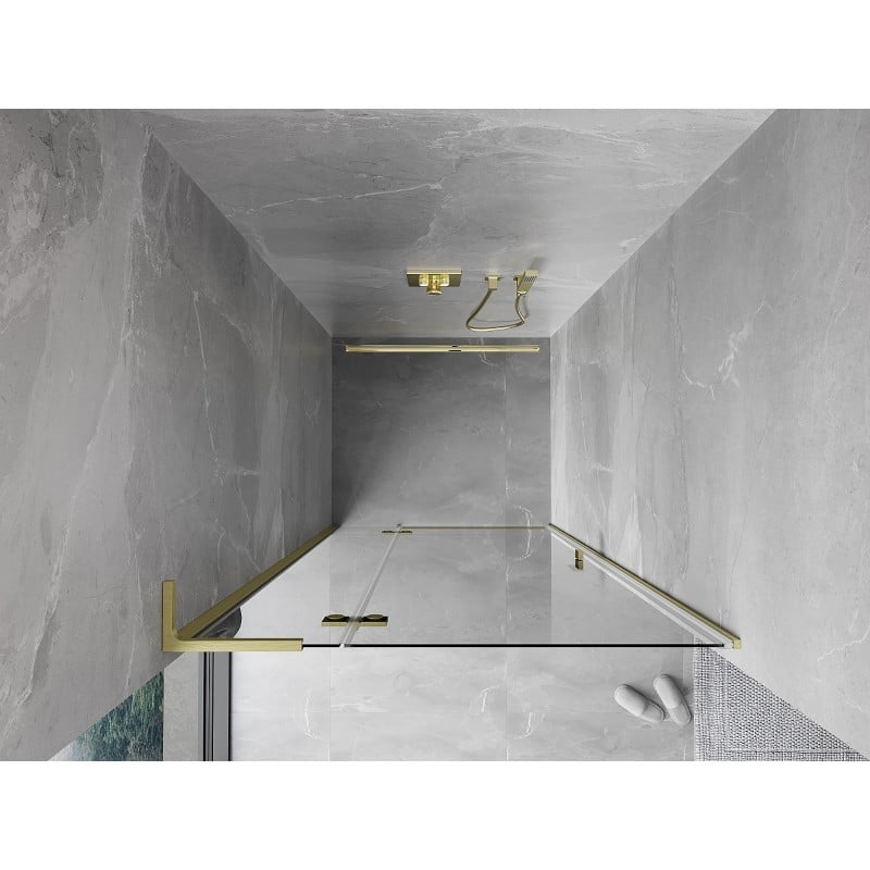 Mexen Mist-H L left hinged shower door 115 cm, transparent, brushed gold - 8A5L-115-000-55-00-L