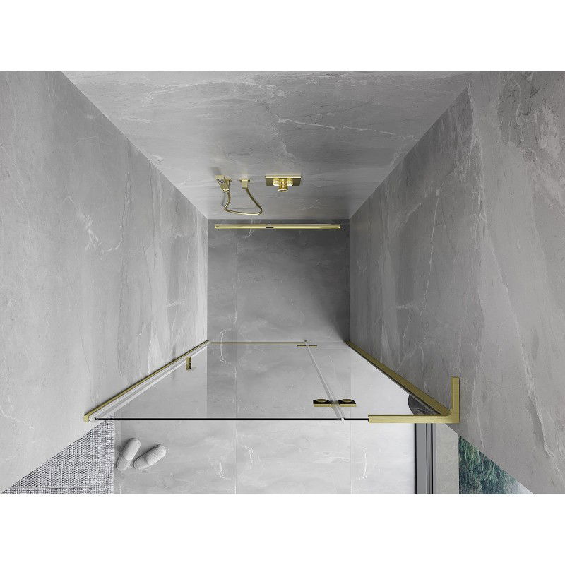 Mexen Mist-H L 70 cm Right Hinged Shower Door, Transparent, Brushed Gold - 8A5L-070-000-55-00-P