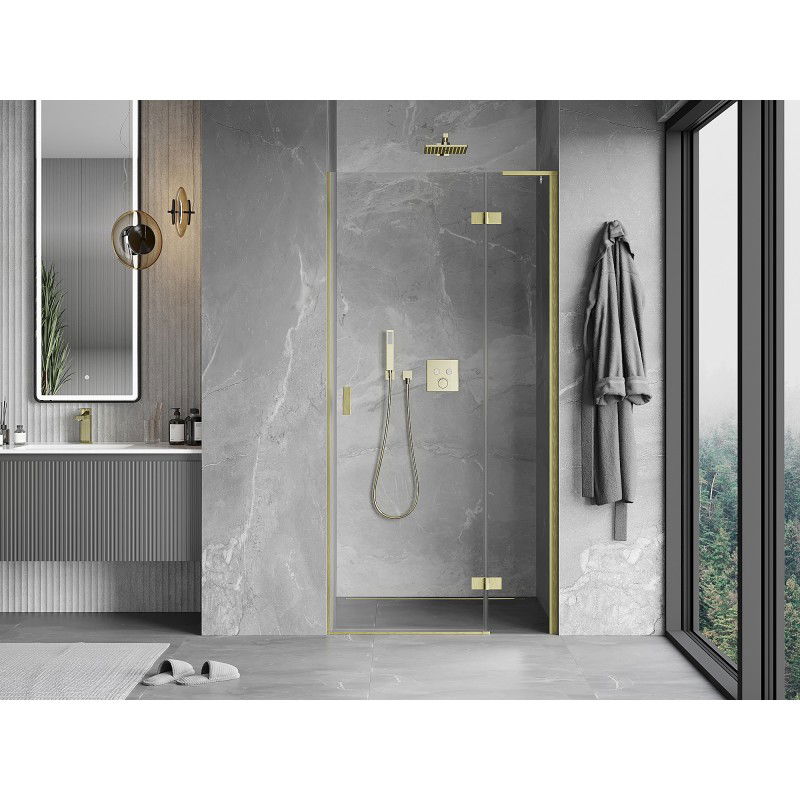 Mexen Mist-H L Right Hinged Shower Door 120 cm, Transparent, Brushed Gold - 8A5L-120-000-55-00-P