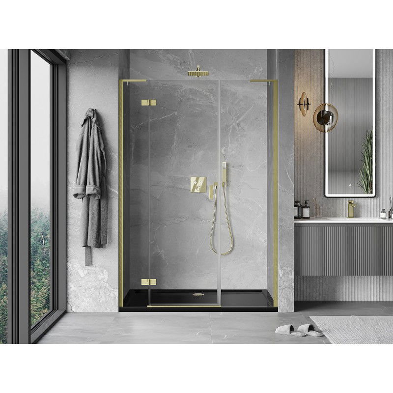 Mexen Mist-H L shower door hinged left 120 cm, transparent, brushed gold - 8A5L-120-001-55-00-L