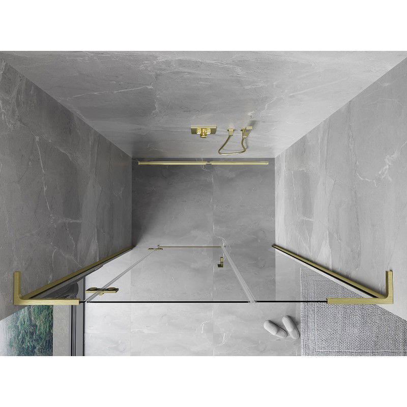 Mexen Mist-H L Left Hinged Shower Door 150 cm, Transparent, Brushed Gold - 8A5L-150-001-55-00-L