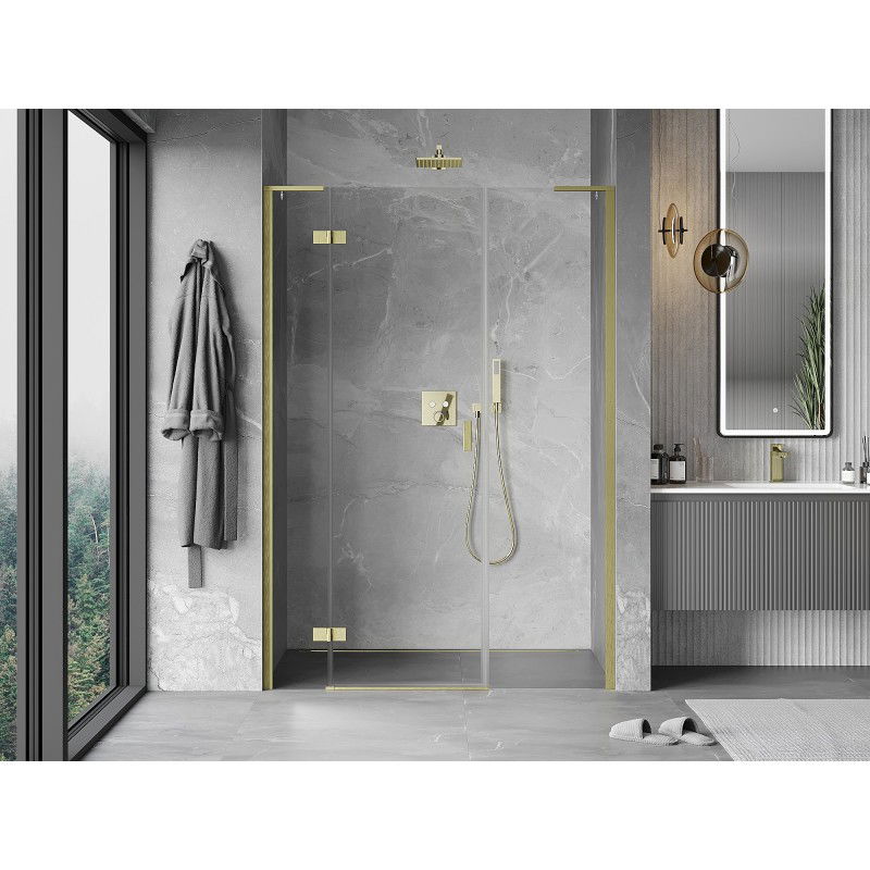 Mexen Mist-H L hinged shower door left 155 cm, transparent, brushed gold - 8A5L-155-001-55-00-L