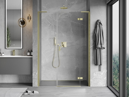 Mexen Mist-H L right-hand hinged shower door 135 cm, transparent, brushed gold - 8A5L-135-001-55-00-P