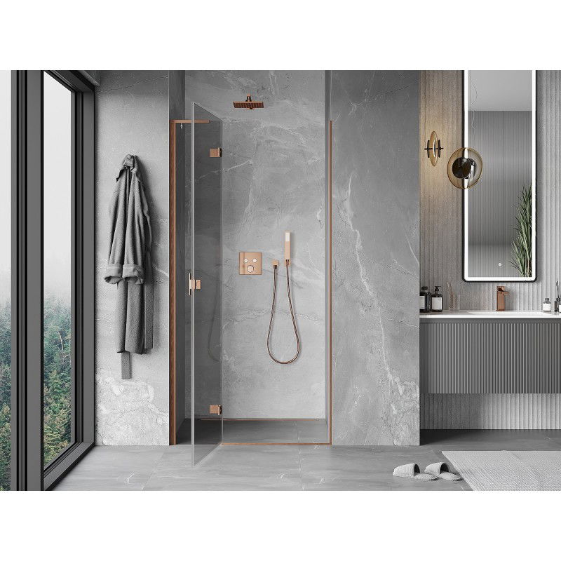 Mexen Mist-H L hinged shower door left 110 cm, transparent, brushed copper - 8A5L-110-000-65-00-L