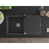 Mexen Leo granite kitchen sink 1-bowl with drainer and Rita kitchen faucet, black speckled - 6501-76-670300-70