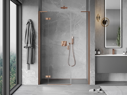 Mexen Mist-H L swing shower door left 120 cm, transparent, brushed copper - 8A5L-120-001-65-00-L