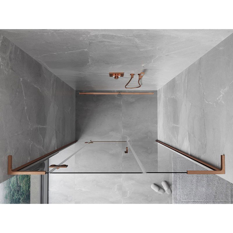Mexen Mist-H L swing shower door left 120 cm, transparent, brushed copper - 8A5L-120-001-65-00-L